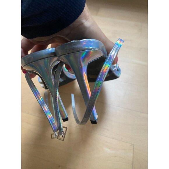 Abound BNWOT "Jimena" iridescent strappy silver heels sz 11 NEW - Picture 5 of 9